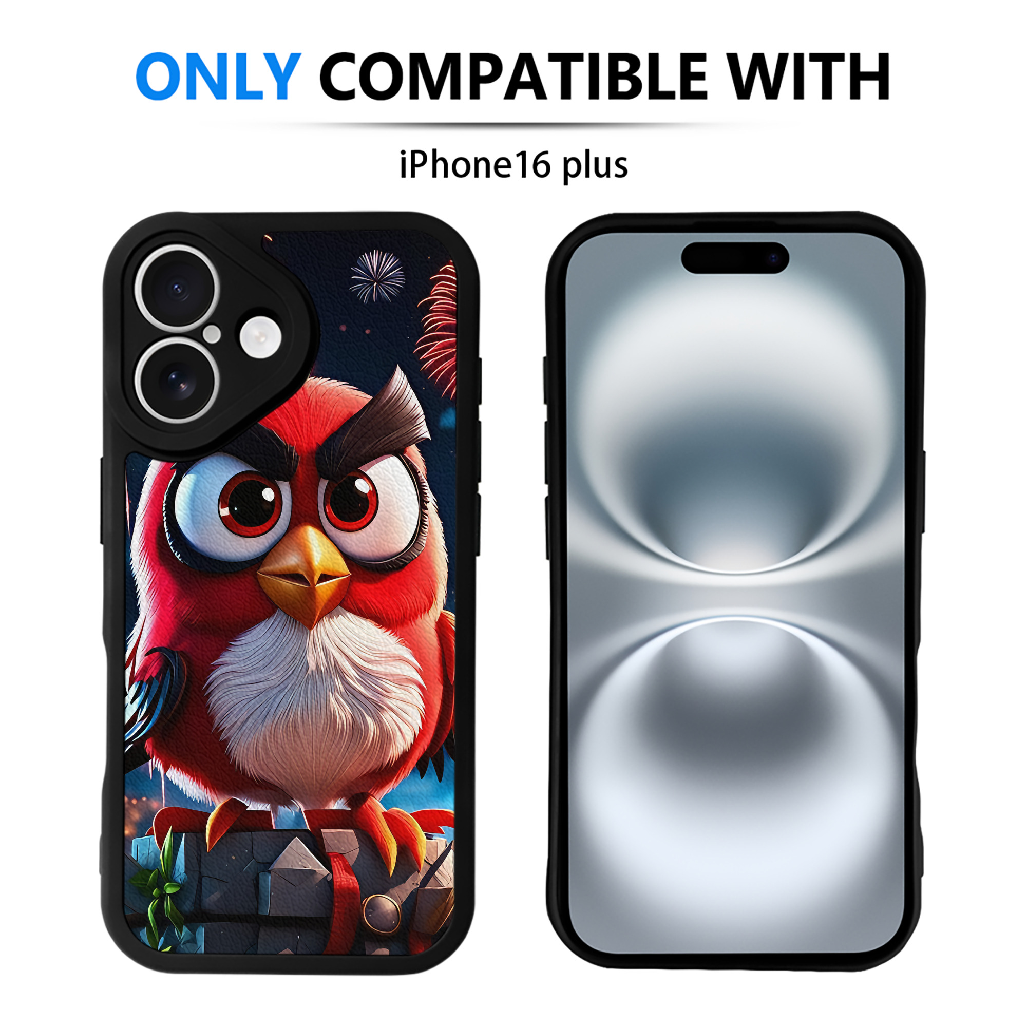 （画像用） Angry Birds アングリーバード 【iPhone 16シリーズ対応】シリコンスマホケース（レザー調） 材質：シリコン